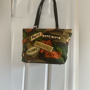 Green and Orange Eclectic Print Tote Bag
